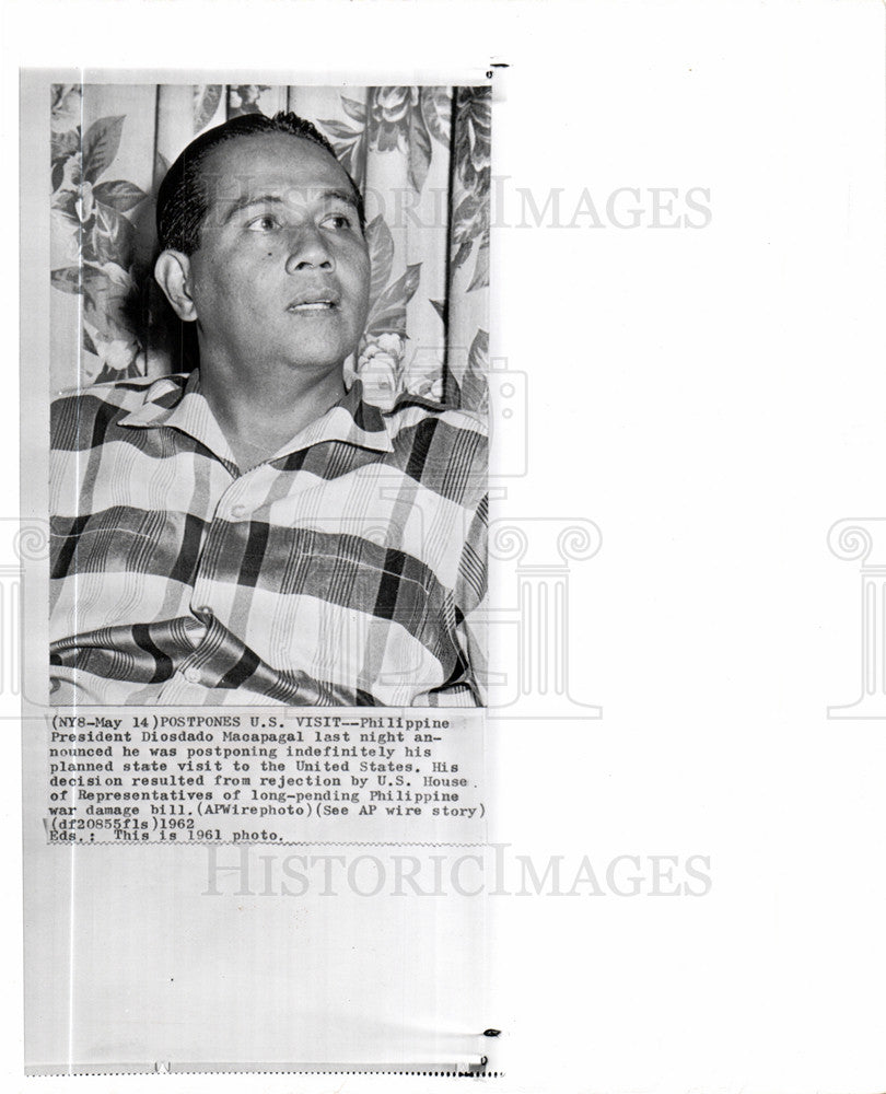 1962 Press Photo President Diosdado Macapagal - Historic Images
