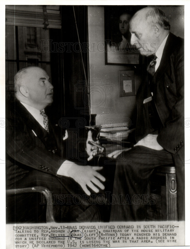 1942 Press Photo Rep. Melvin J.Mass Chairman The H.M.C. - Historic Images