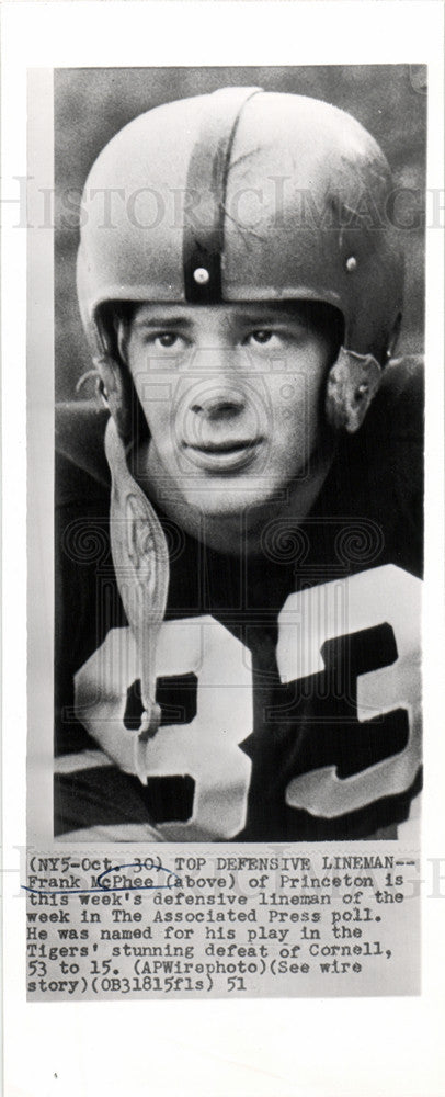 1951 Press Photo Frank McPhee lineman princeton Tigers - Historic Images