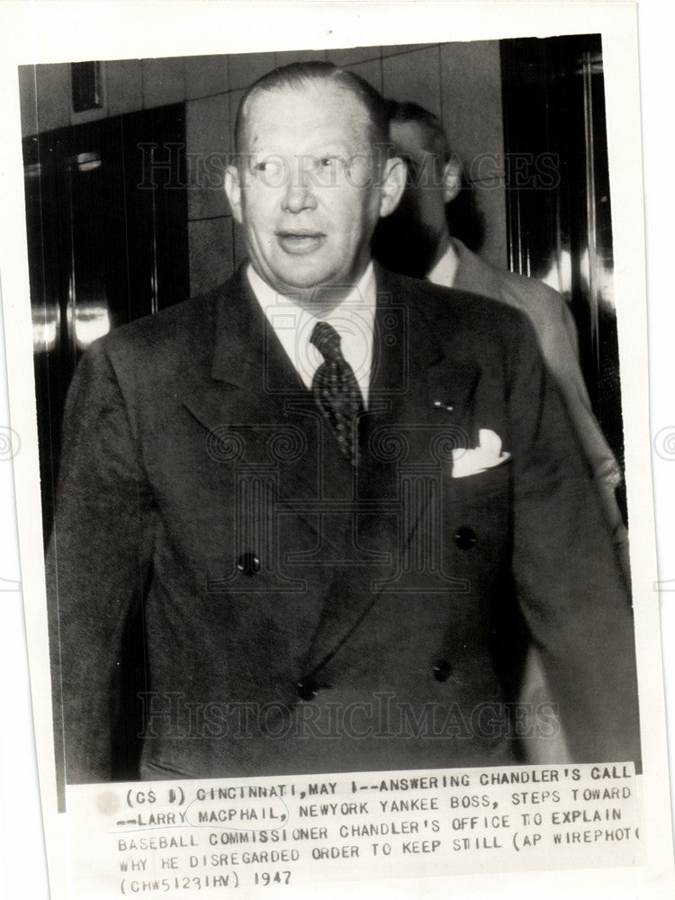 1947 Press Photo Larry MacPhail Yankee Commissioner - Historic Images