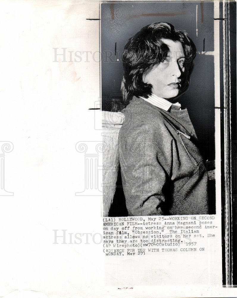 1957 Press Photo Anna Magnani Obsession Italy Actress - Historic Images