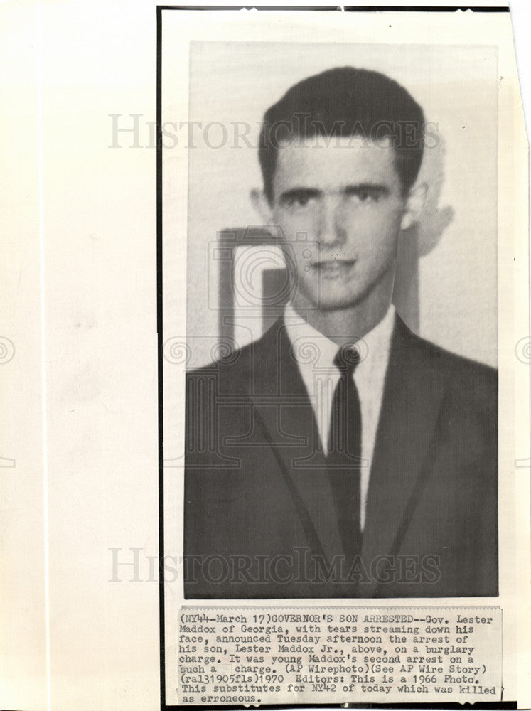 1970 Press Photo Lester Maddox Jr. - Historic Images