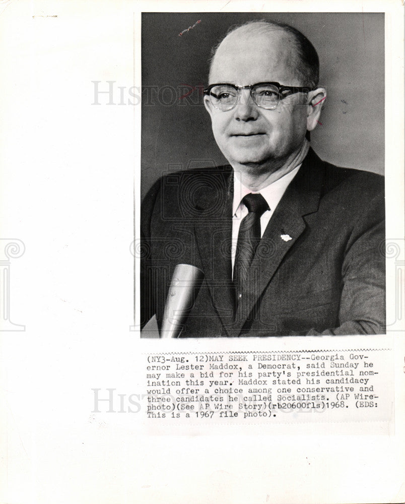 1970 Press Photo Lester Garfield Maddox politician - Historic Images