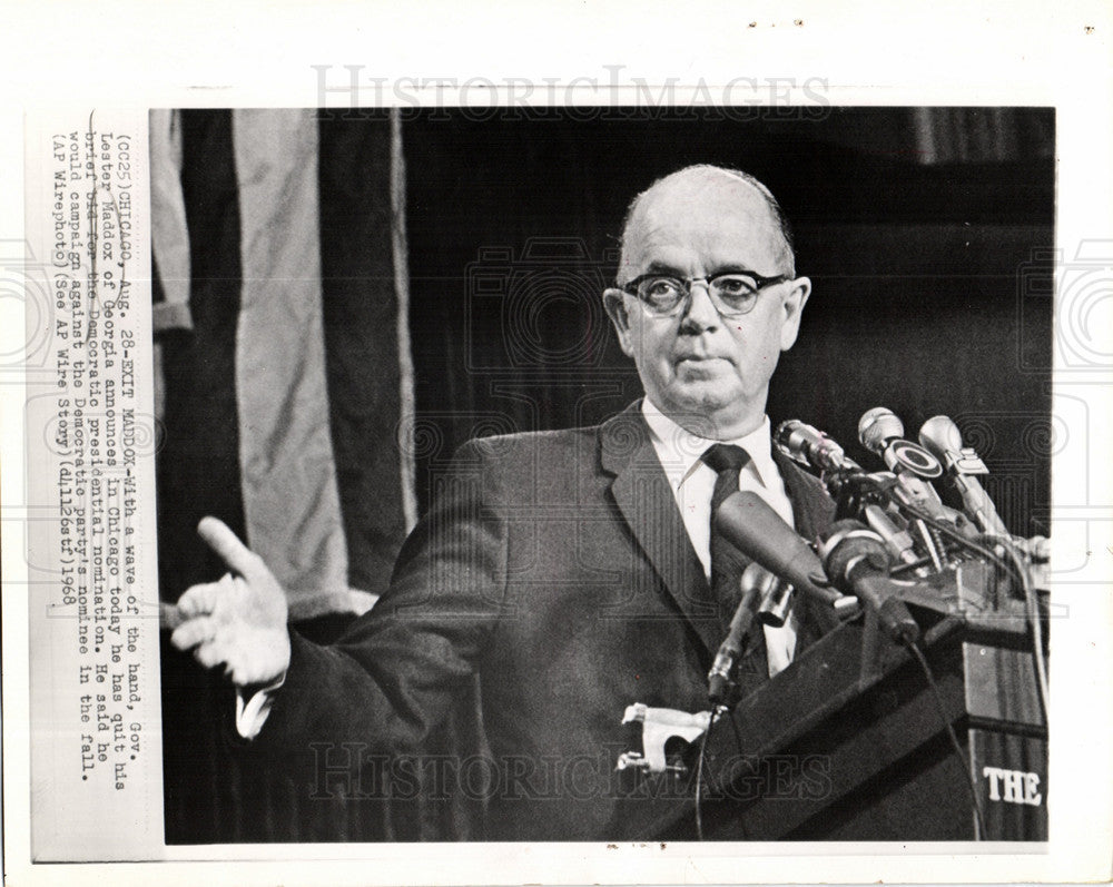 1971 Press Photo Lester Maddox Gov. of Georgia - Historic Images