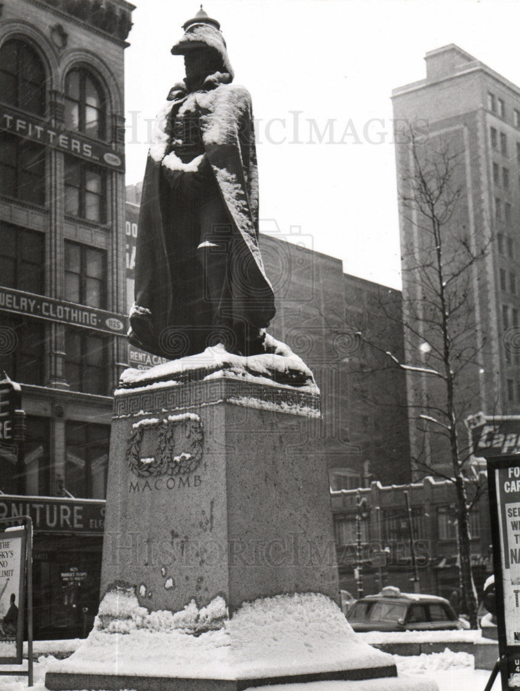 1956 Press Photo Alexander Macomb Statue Detroit - Historic Images