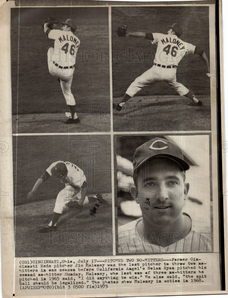 1973 Press Photo Jim Maloney Cincinnati Reds Pitcher - Historic Images