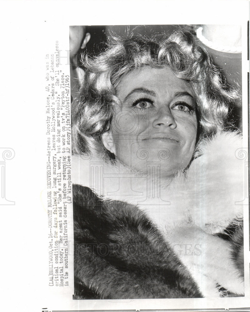 1965 Press Photo Dorothy Malone Actress - Historic Images