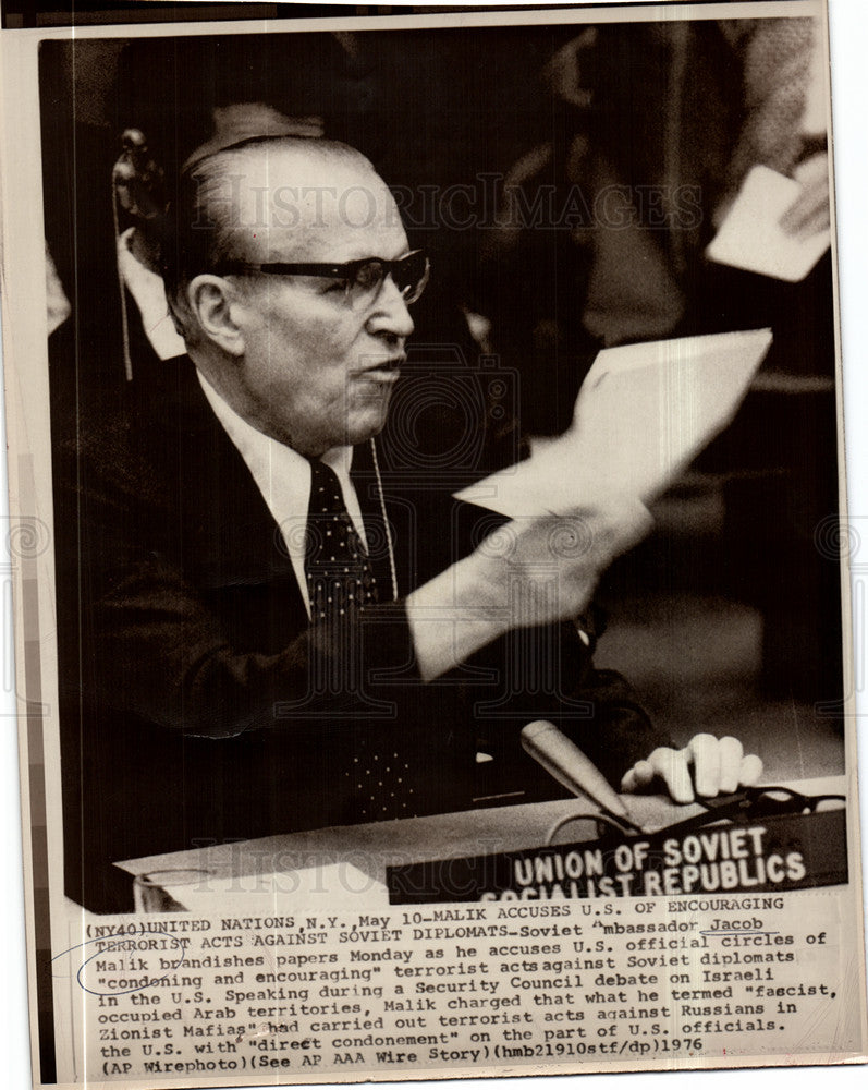 1976 Press Photo Jacob Malik Soviet Ambassador debate - Historic Images