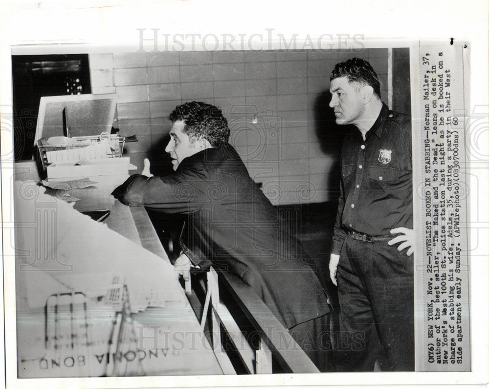 1960 Press Photo Norman Mailer Author Adele Stabbing - Historic Images