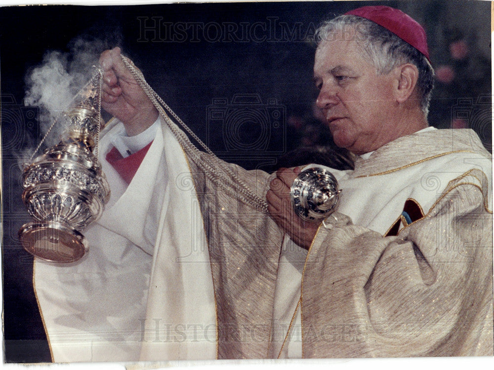 1990 Press Photo Adam Maida American archbishop - Historic Images