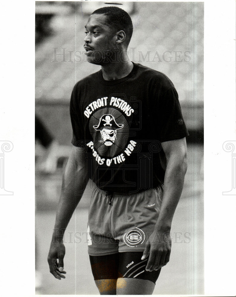 1988 Press Photo Rick Mahorn Detroit Pistons NBA - Historic Images