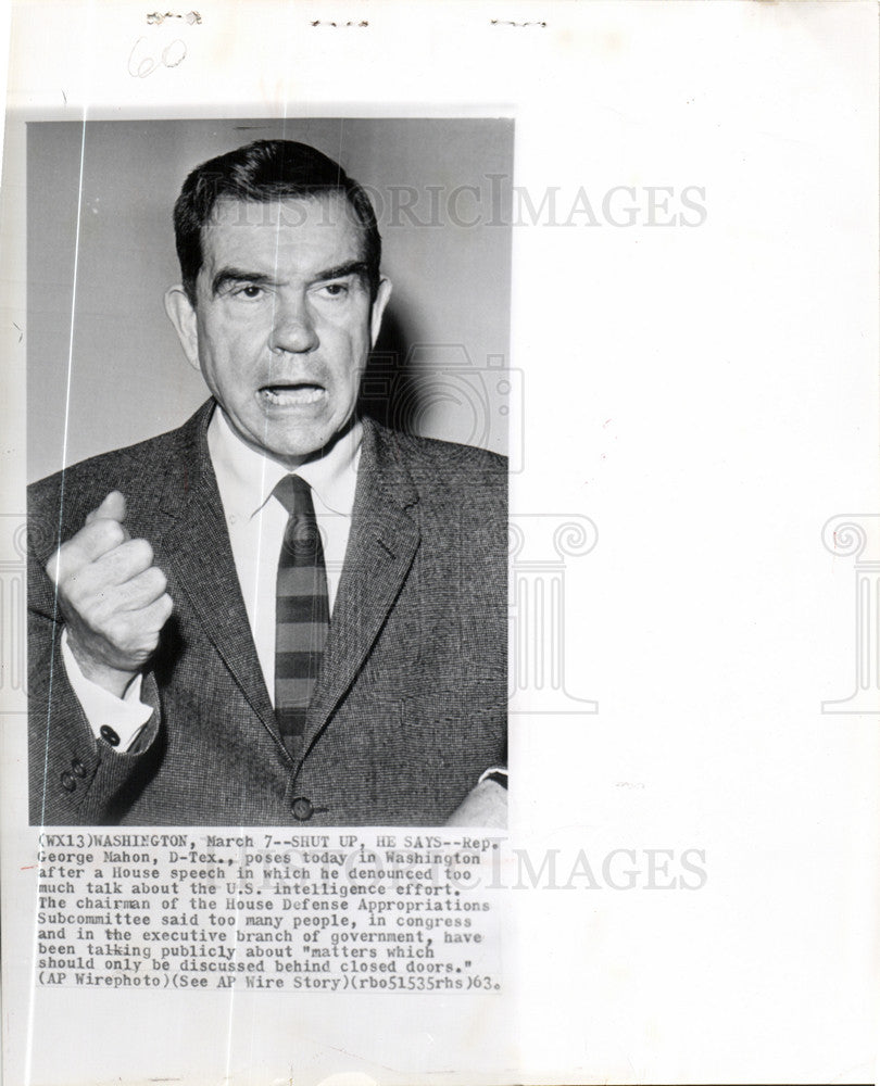 1963 Press Photo Rep George Mahon Democrat Texas DC - Historic Images