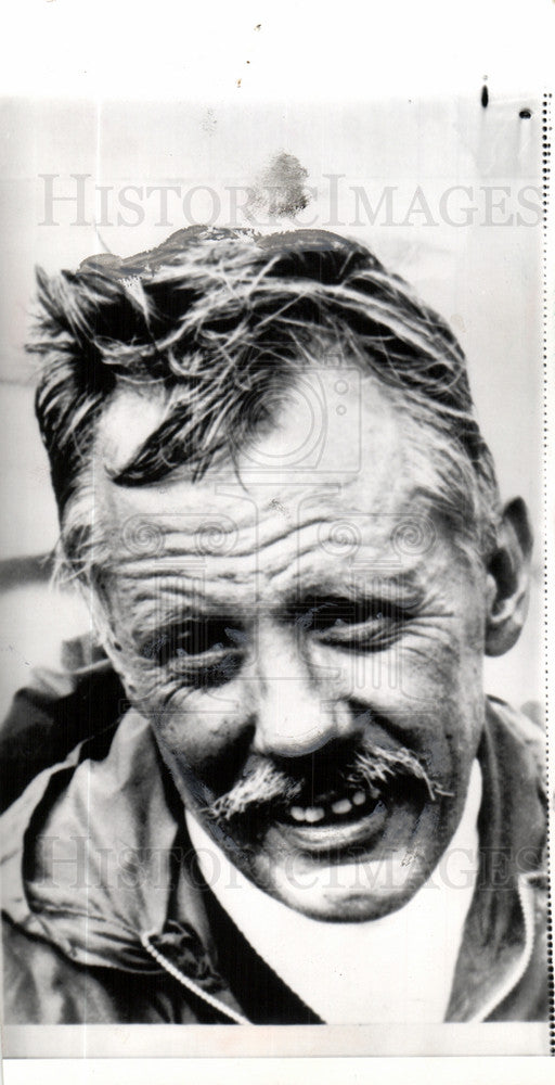 Press Photo Man Poses On Boat Fishing - Historic Images