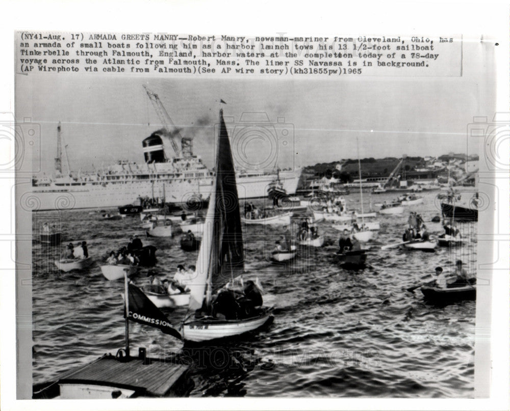 1965 Press Photo Robert Manry sailboat armada Atlantic - Historic Images