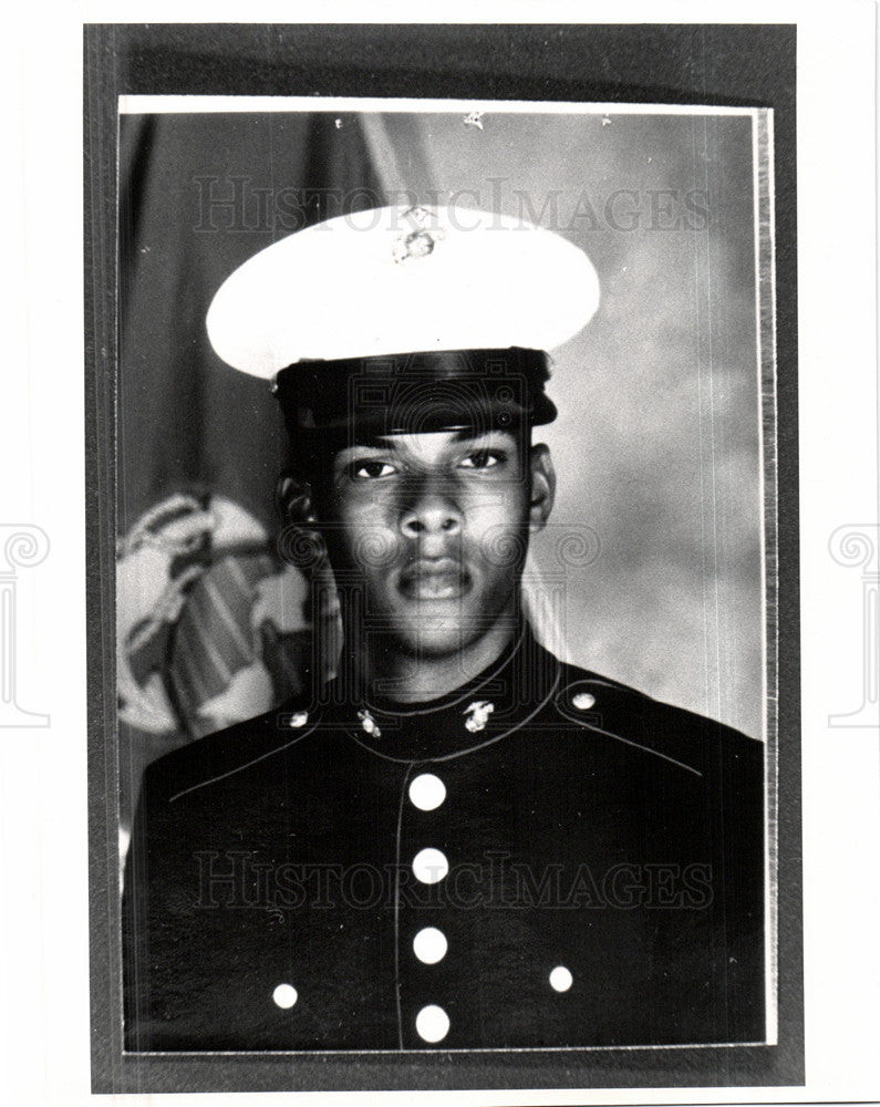 1991 Press Photo USMC Detroit Sean Sims Marine Marines - Historic Images