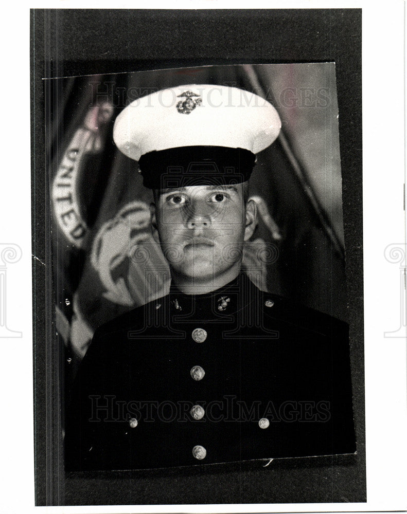 1991 Press Photo Marines Kristofer Jerome Michigan - Historic Images