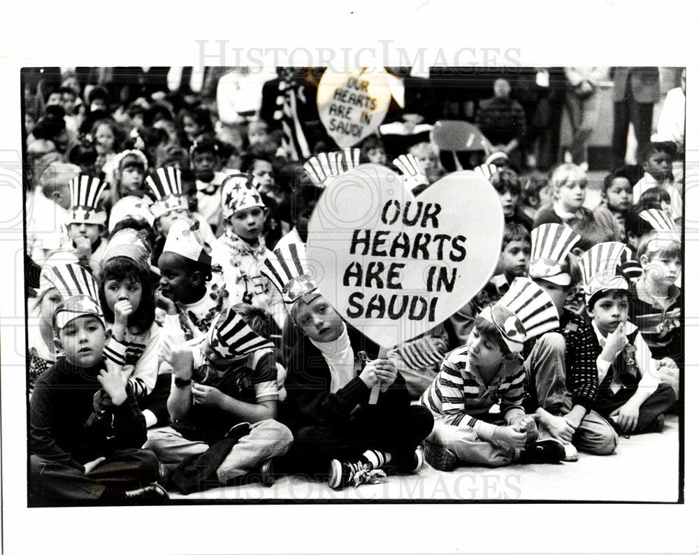 1991 Press Photo Fairlane Christian School rally kids - Historic Images