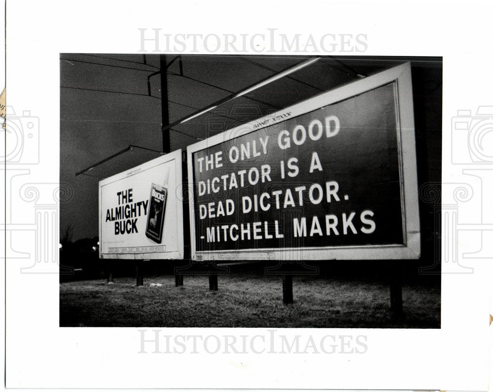 1991 Press Photo BILLBOARD WORDS MESSAGE GREENFIELD - Historic Images