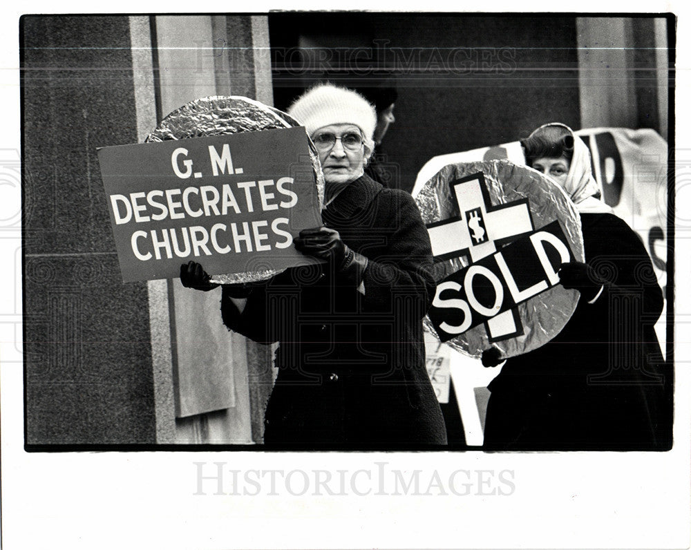 1981 Press Photo g.m. protesters 1981 churches picket - Historic Images