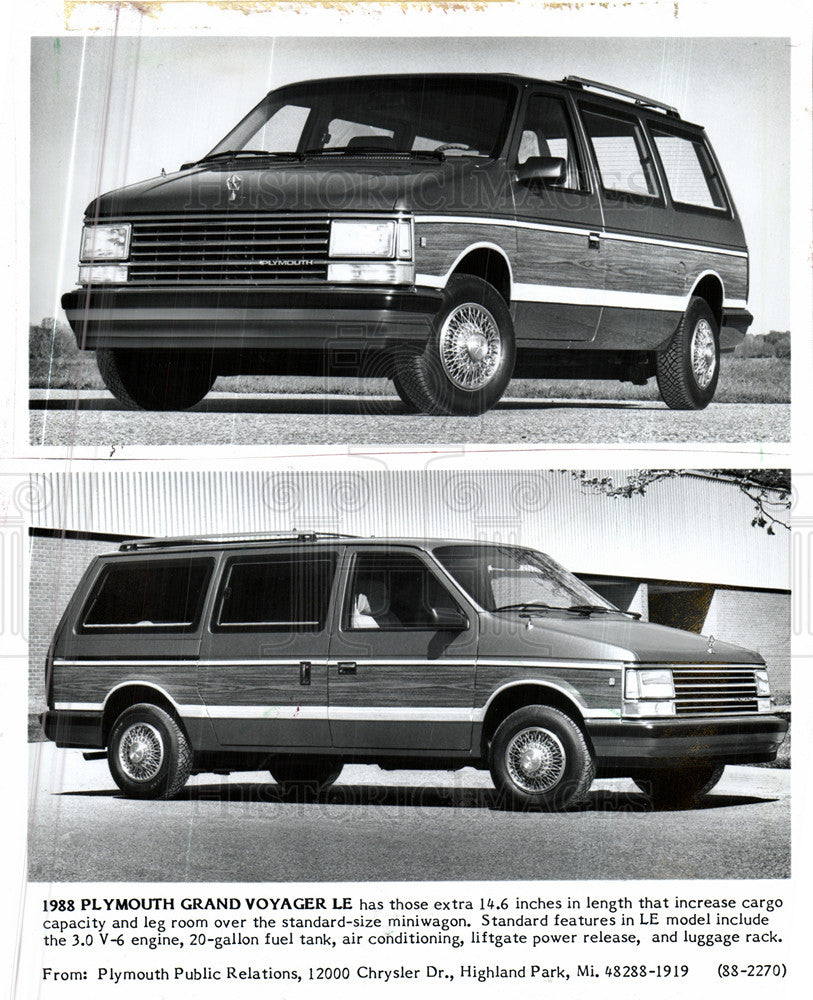 1987 Press Photo Plymouth Voyager different vans. - Historic Images