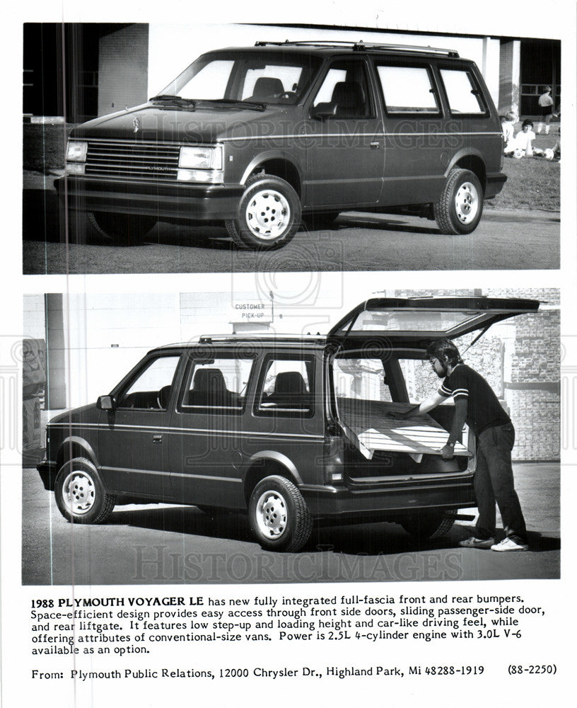 Press Photo Plymouth-Vans, 1988 Voyager LE - Historic Images