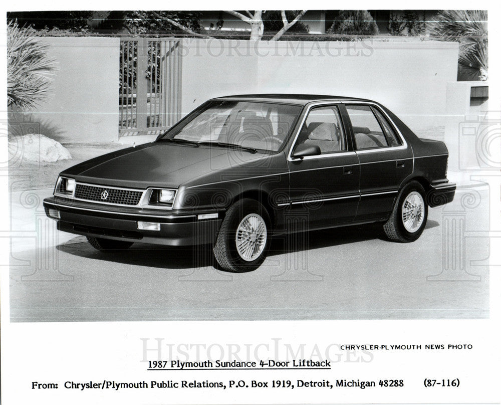 1986 Press Photo 1987 Plymouth Sundance Liftback 4-door - Historic Images