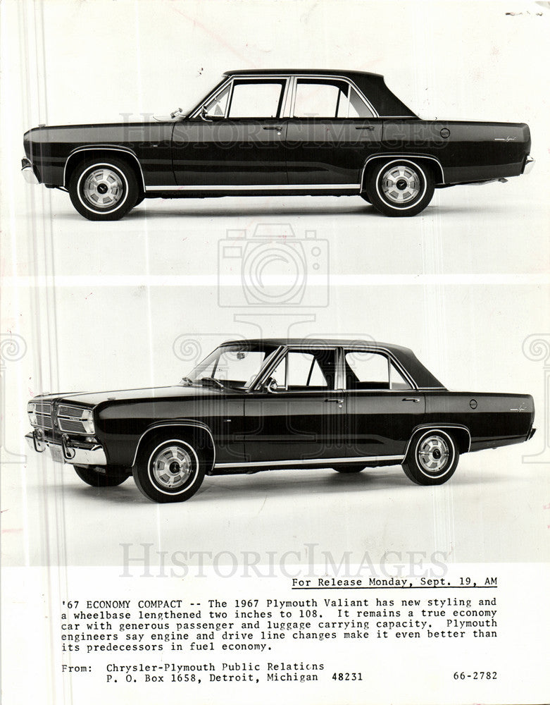 1966 Press Photo 1967 Plymouth Valiant - Historic Images