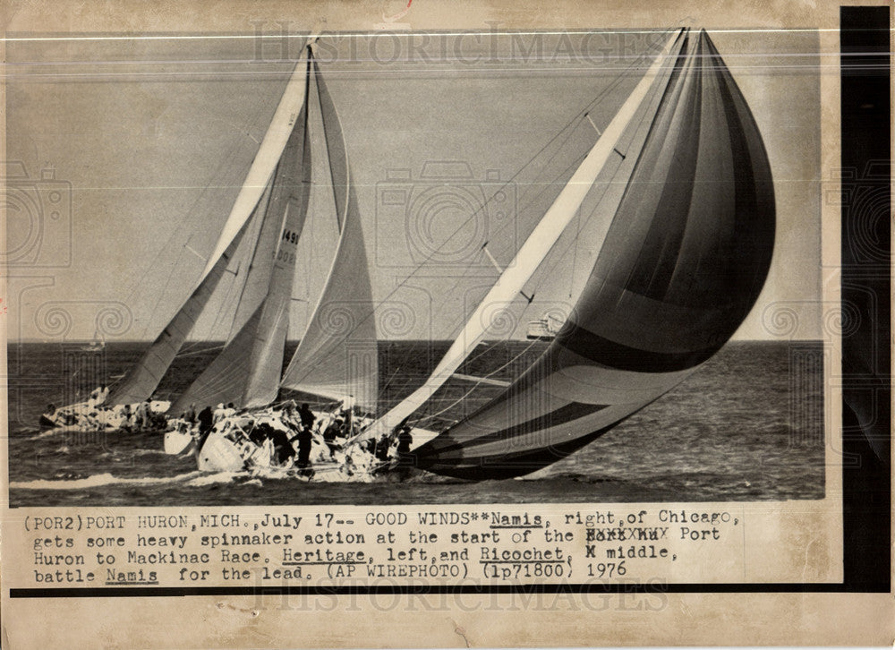 1976 Press Photo Winds Namis Mackinac Race Chicago Port - Historic Images