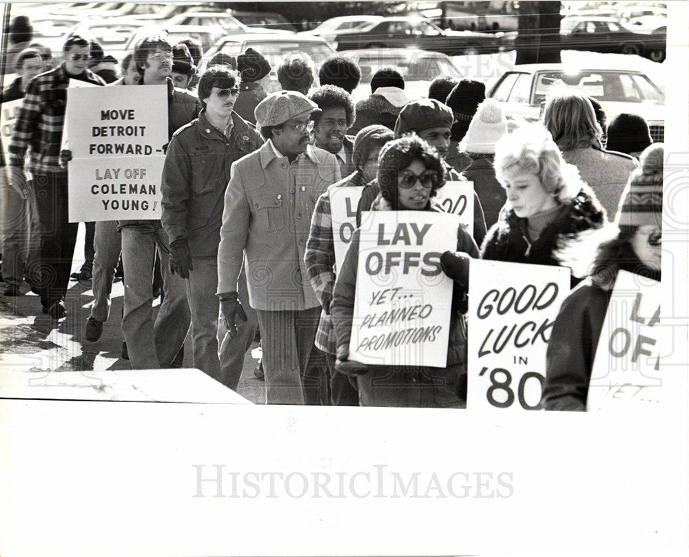 1980 Press Photo Detroit police demonstration 1980 - Historic Images