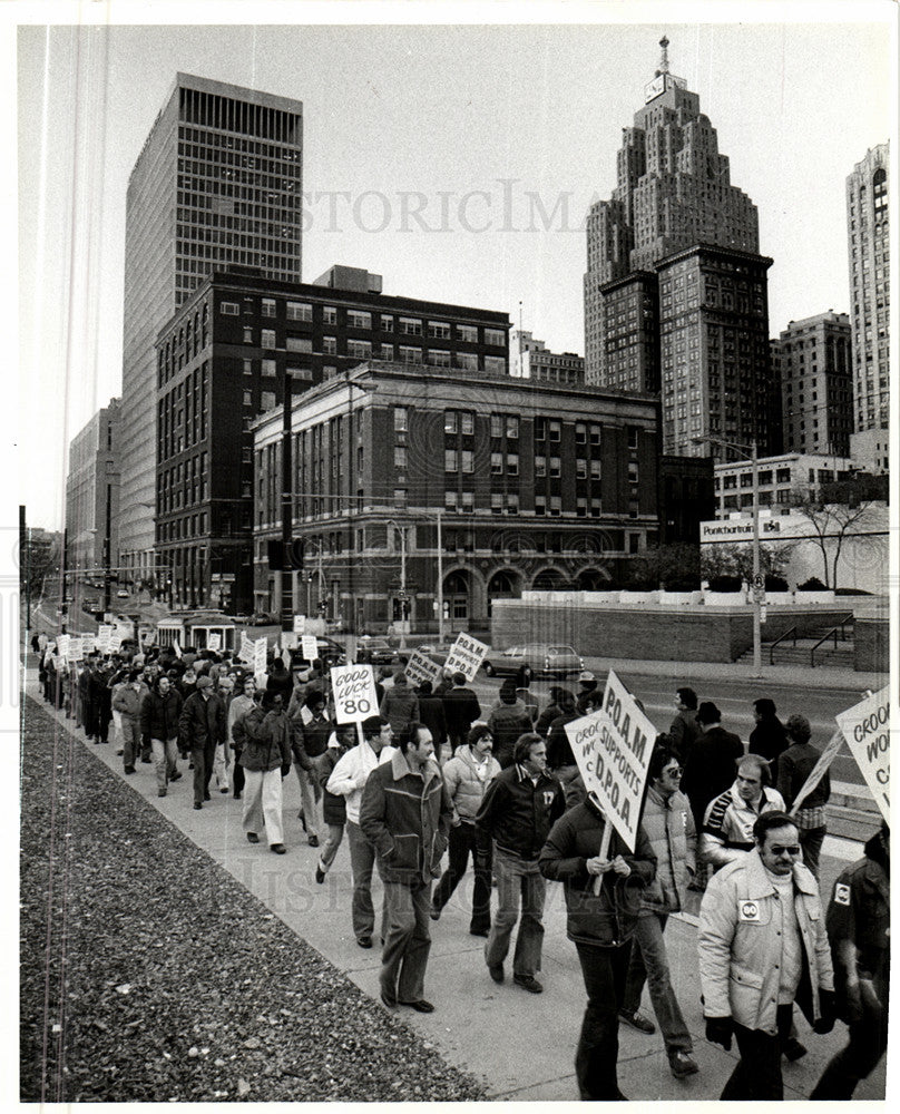 1979 Press Photo Police Demonstration Protest - Historic Images