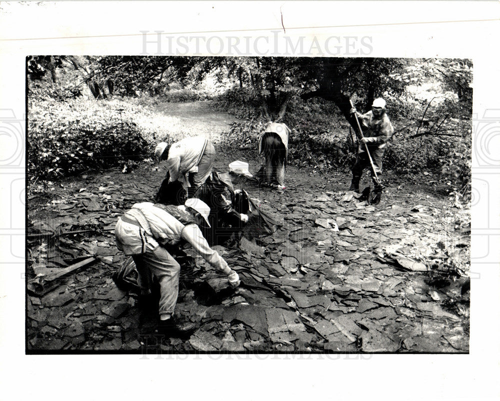 1987 Press Photo Volunteers, Rouge River - Historic Images