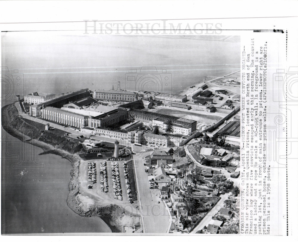 1958 Press Photo San Quentin Prison San Francisko Bay - Historic Images