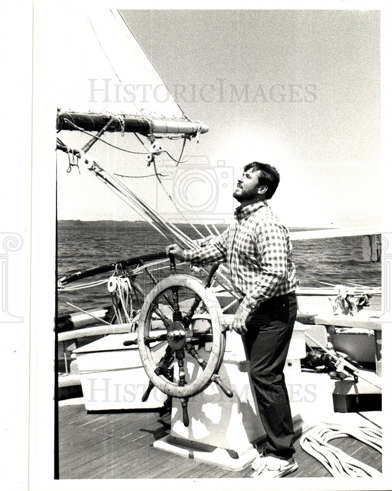 1987 Press Photo Sail Boat Sailing Rick Miles - Historic Images