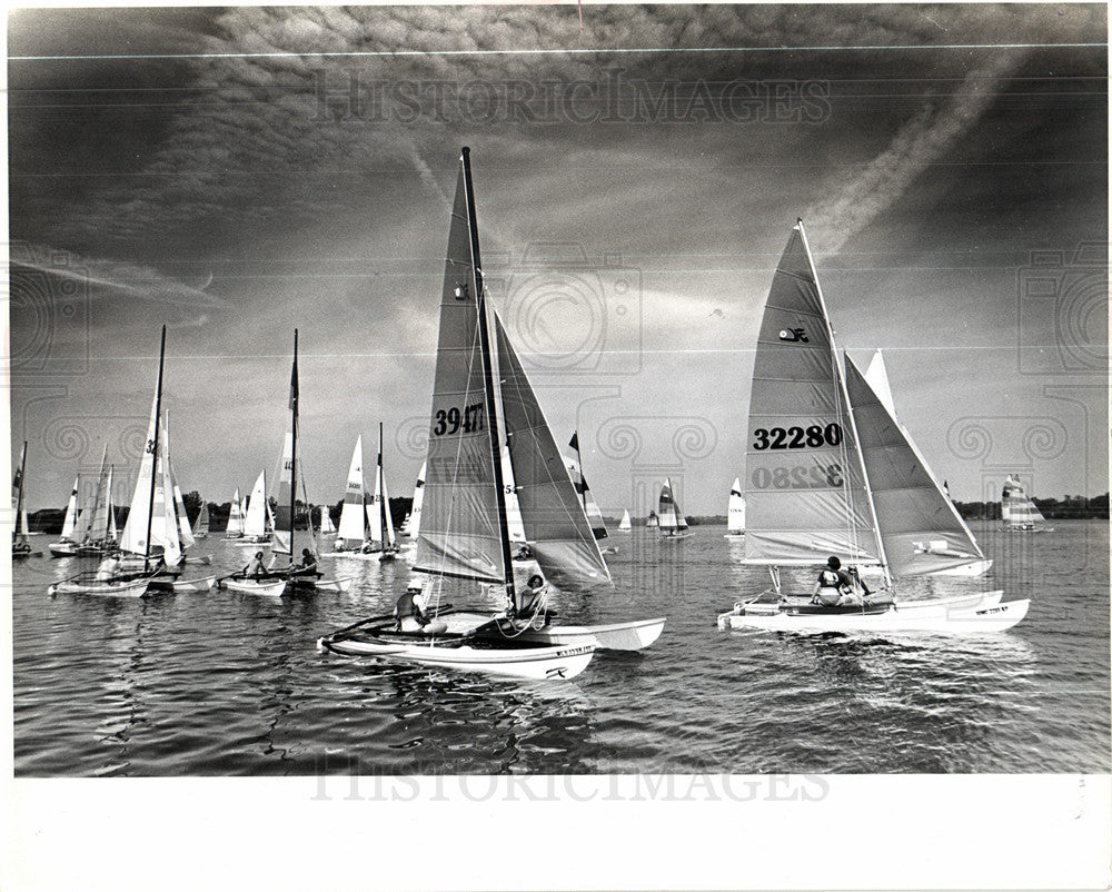 1979 Press Photo A Fleet regatta Ford Lake Sail Club - Historic Images