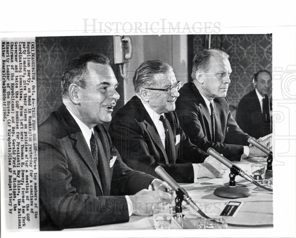 1966 Press Photo GOP Thomas  Dewey Ray Bliss Gerald - Historic Images