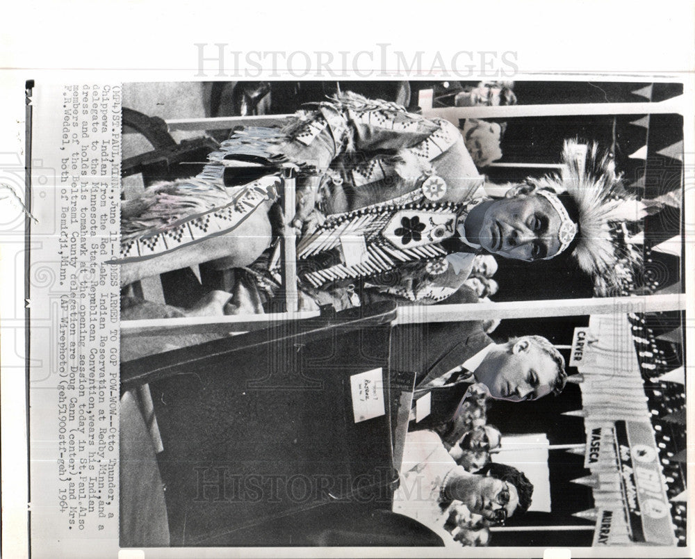 1964 Press Photo Otto Thunder Minnesota convention Rep - Historic Images