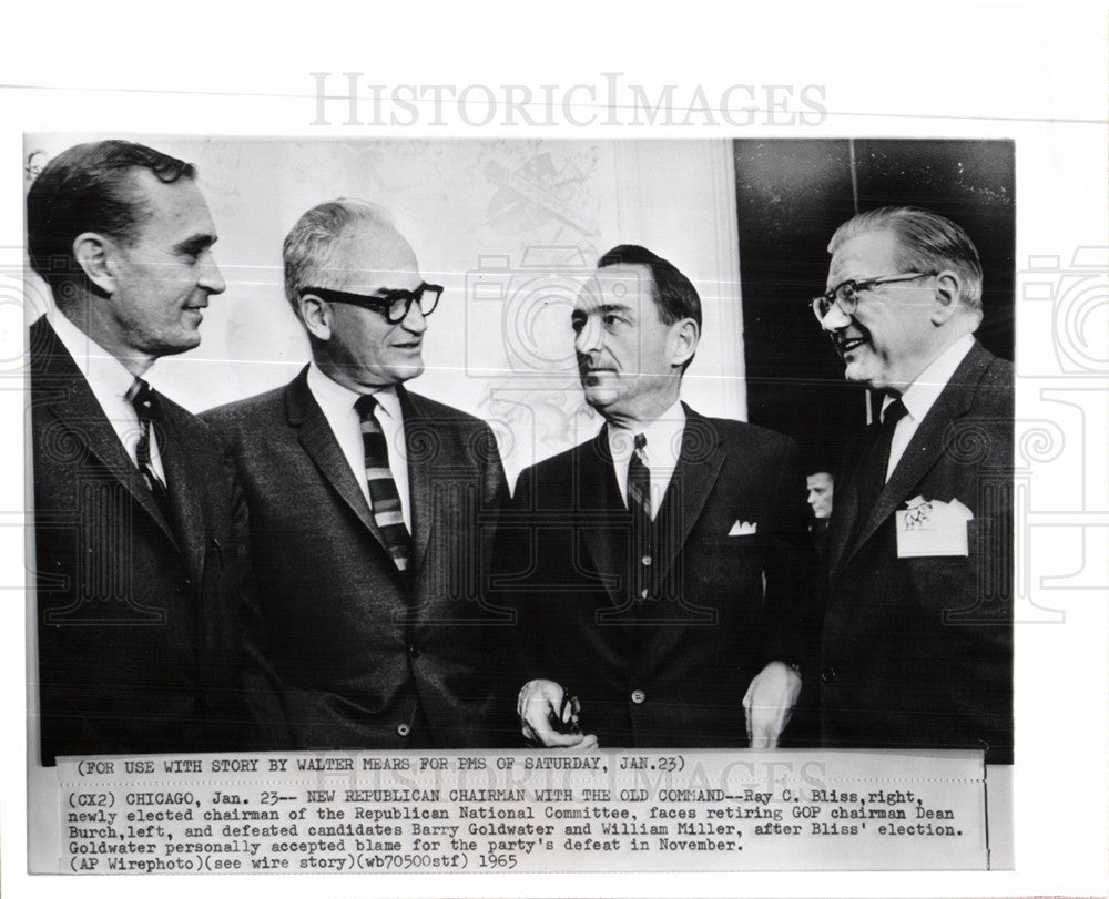 1965 Press Photo Ray C Bliss Dean Burch Barry Goldwater - Historic Images