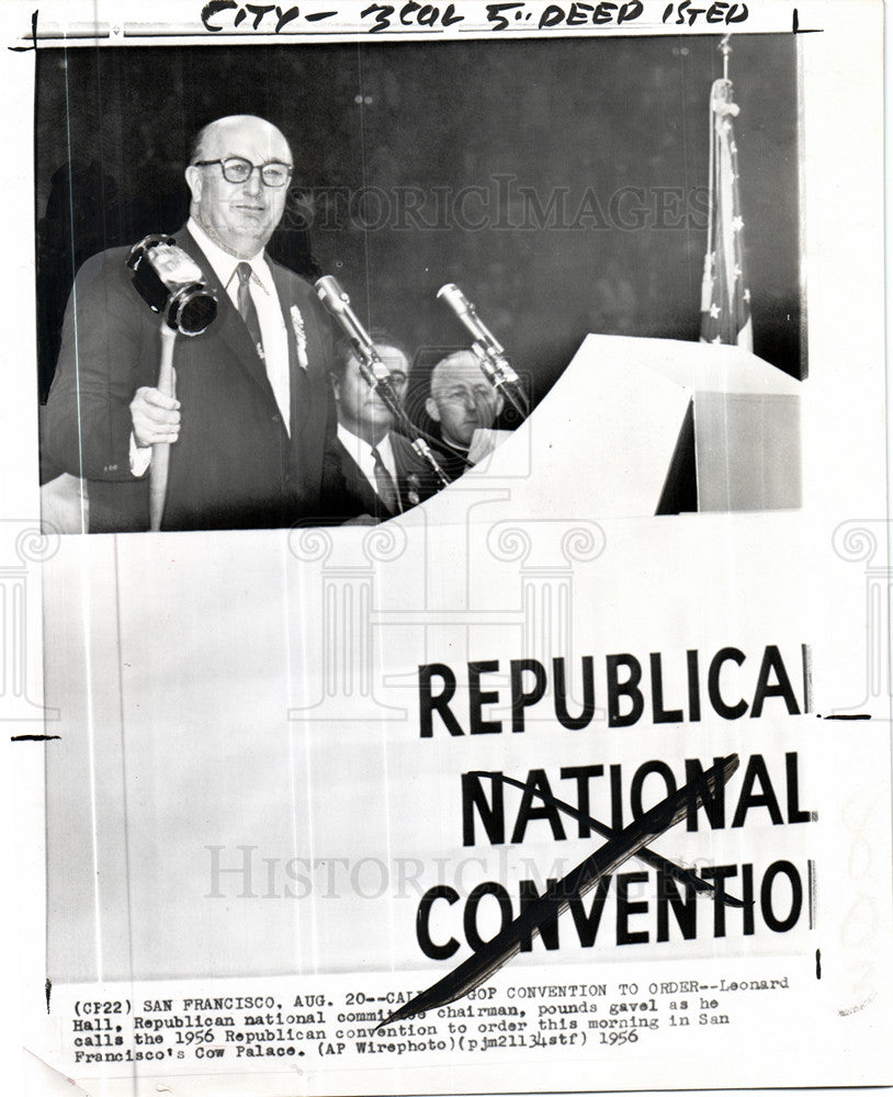 1956 Press Photo Leonard Hal Republican convention - Historic Images