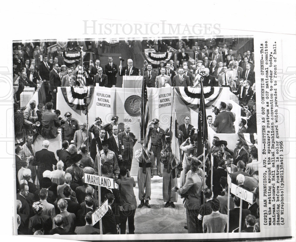 1956 Press Photo Republican Convention GOP Leonard Hall - Historic Images