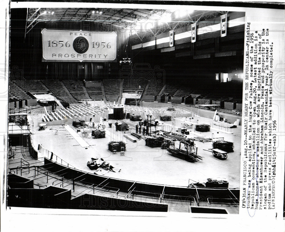 1956 Press Photo Finishing touch for Cow Palace - Historic Images