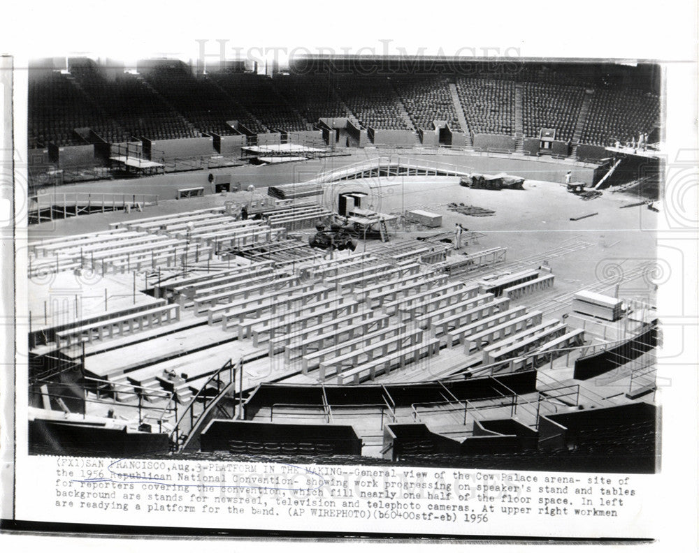 1956 Press Photo Cow Palace 1956 GOP convention setup - Historic Images