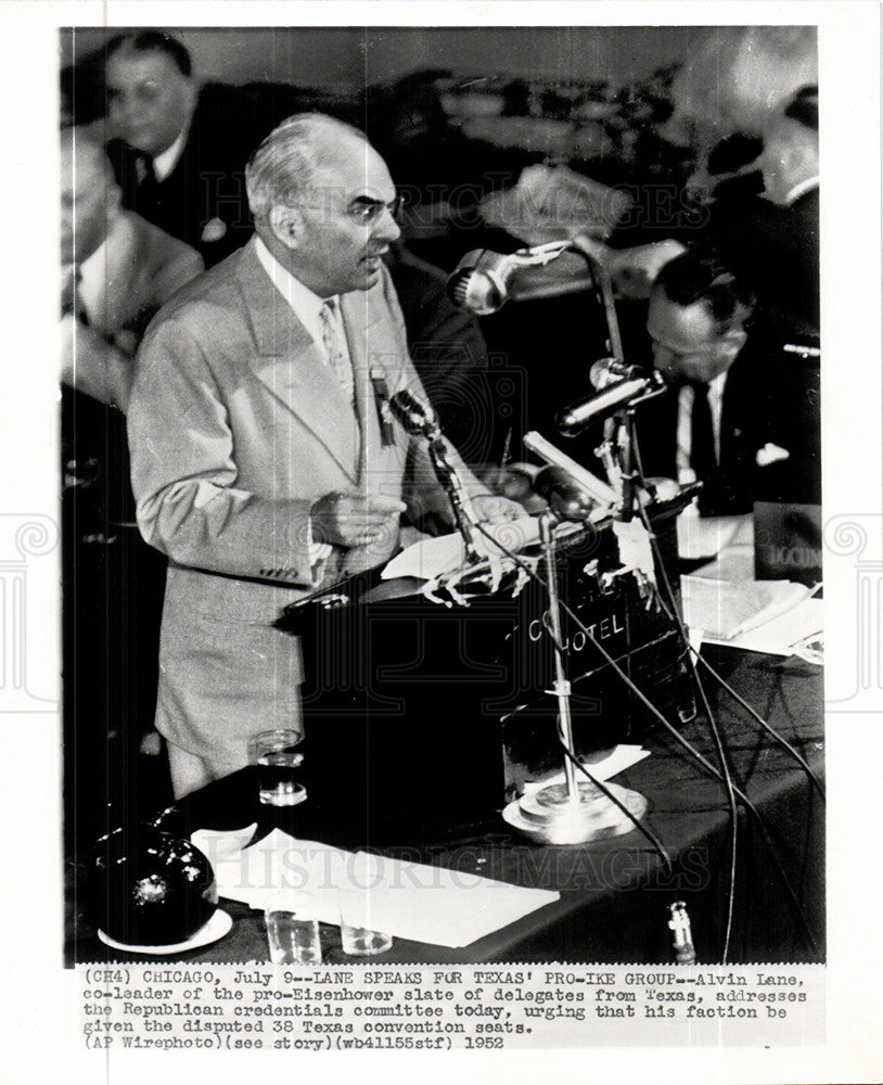 1952 Press Photo Alvin Lane co-leader Pro-Eisenhower - Historic Images