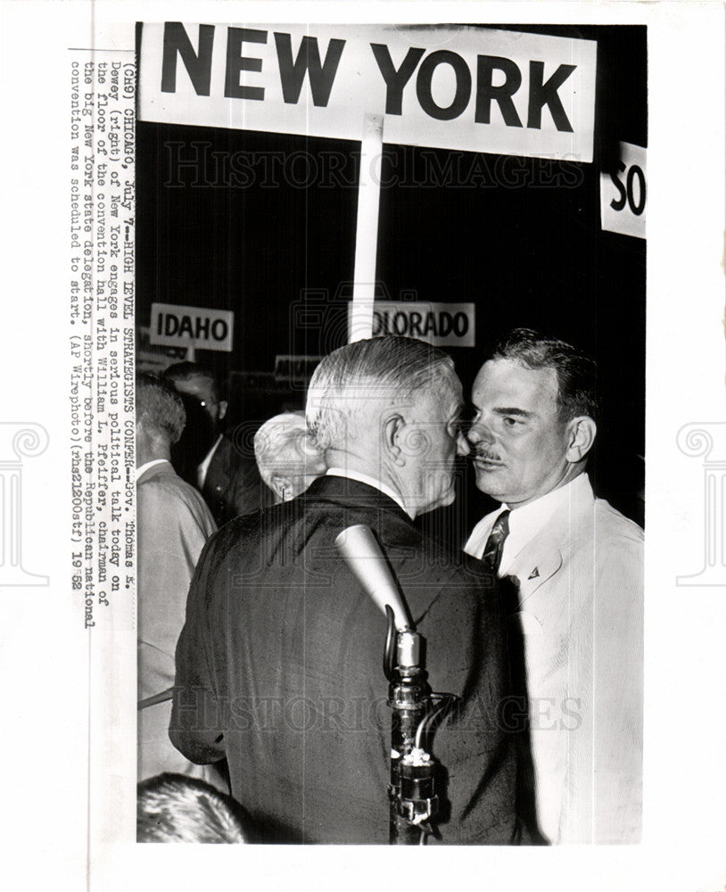 1952 Press Photo Thomas Dewey William Pfeiffer Chicago - Historic Images