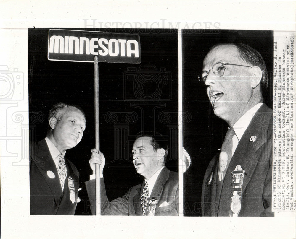 1949 Press Photo Stassen Leaders Rep. Walter H. Judd - Historic Images