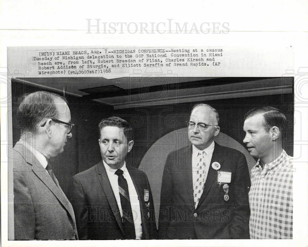 1968 Press Photo Robert Breeden Charles Kirsch GOP - Historic Images