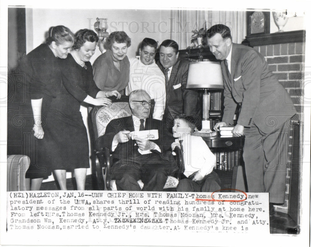 1960 Press Photo Thomas Kennedy. UMWA, Thomas Noonan - Historic Images