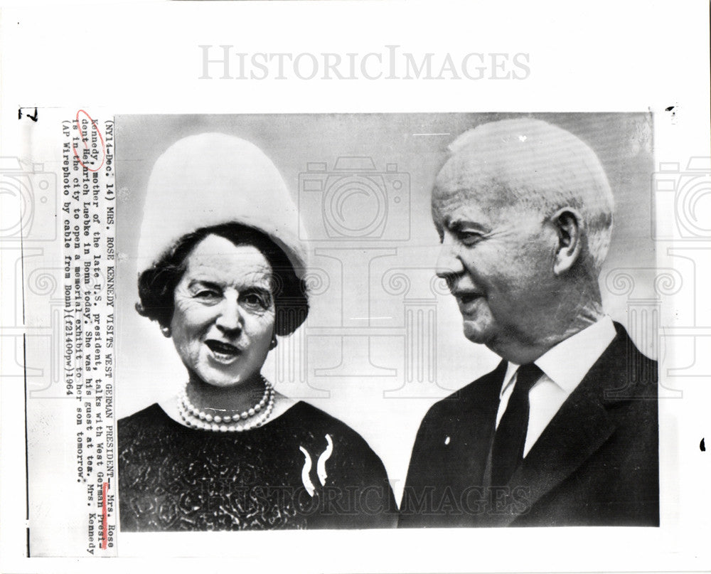 1964 Press Photo Mrs.Rose Kennedy - Historic Images