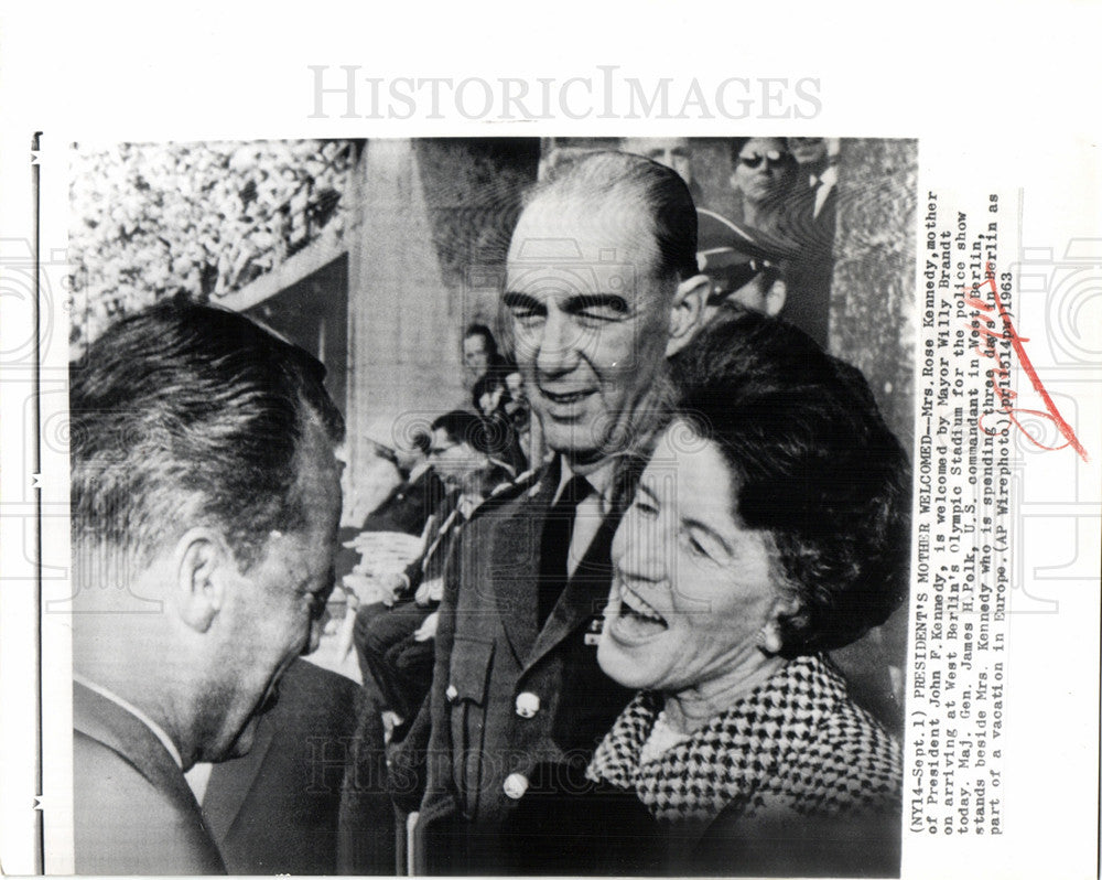 1963 Press Photo Rose Kennedy JFK&#39;s mother Berlin Polk - Historic Images