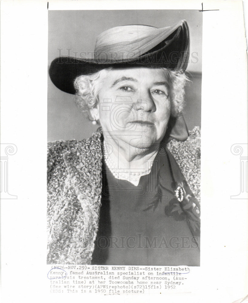 1952 Press Photo Elizabeth Kenny Australian therapist - Historic Images