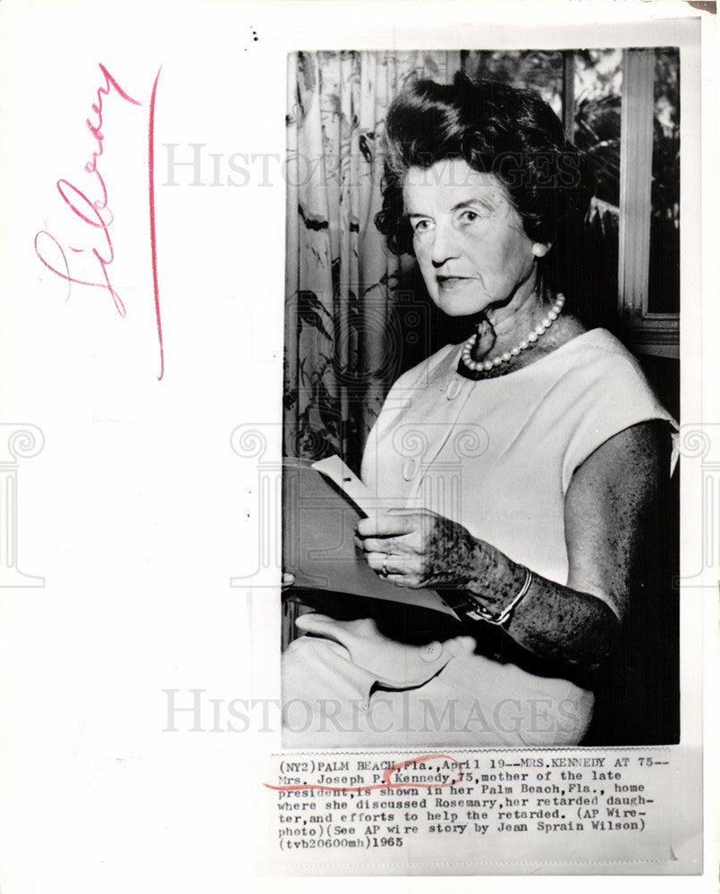 1965 Press Photo Mrs. Joseph P. Kennedy - Historic Images